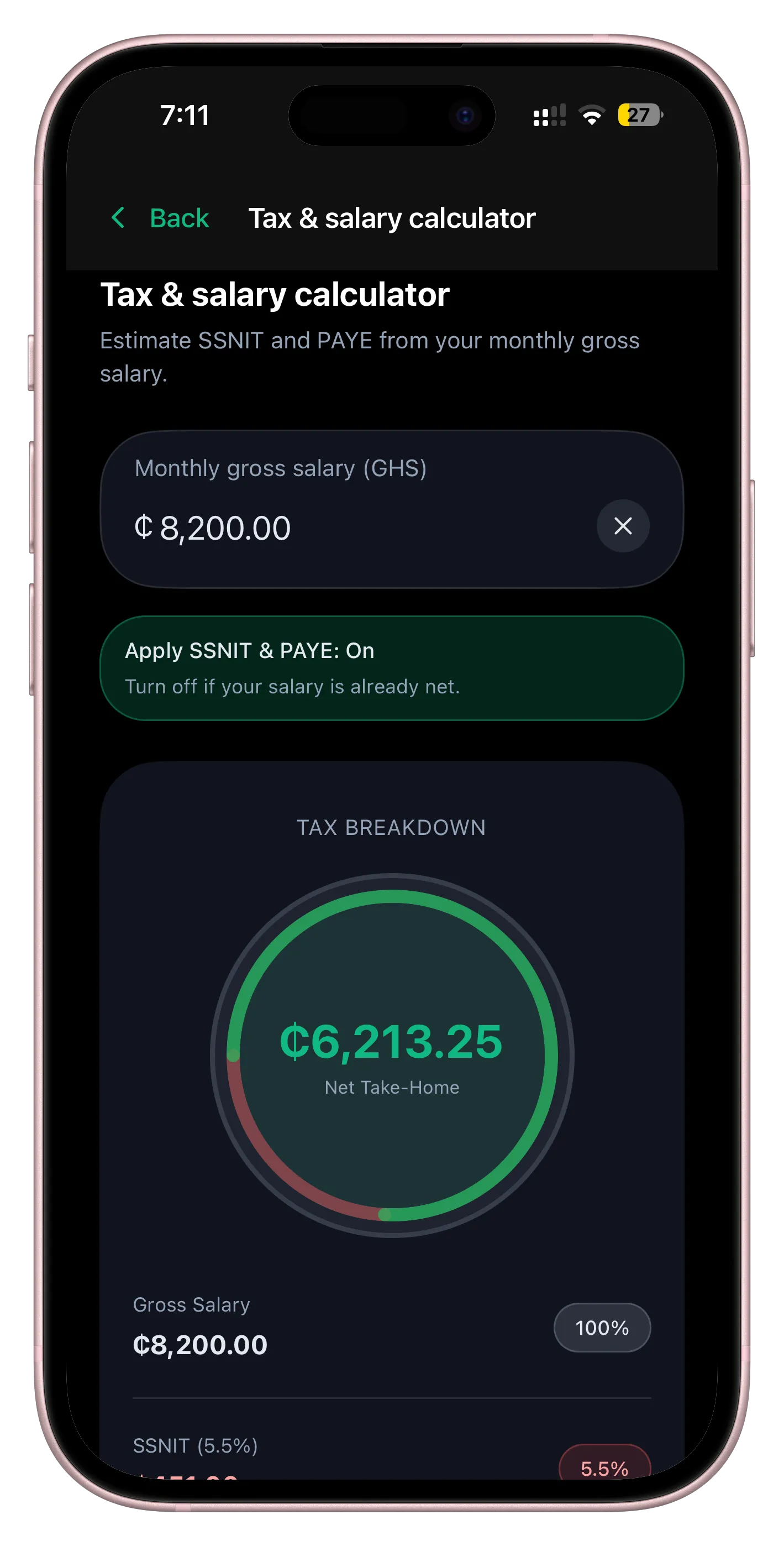 CediWise Salary & Tax feature screenshot